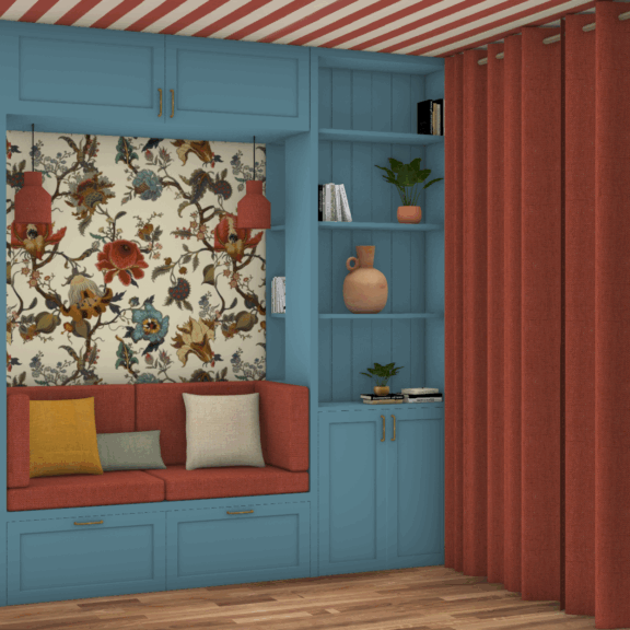 Bibliothèque familiale colorée