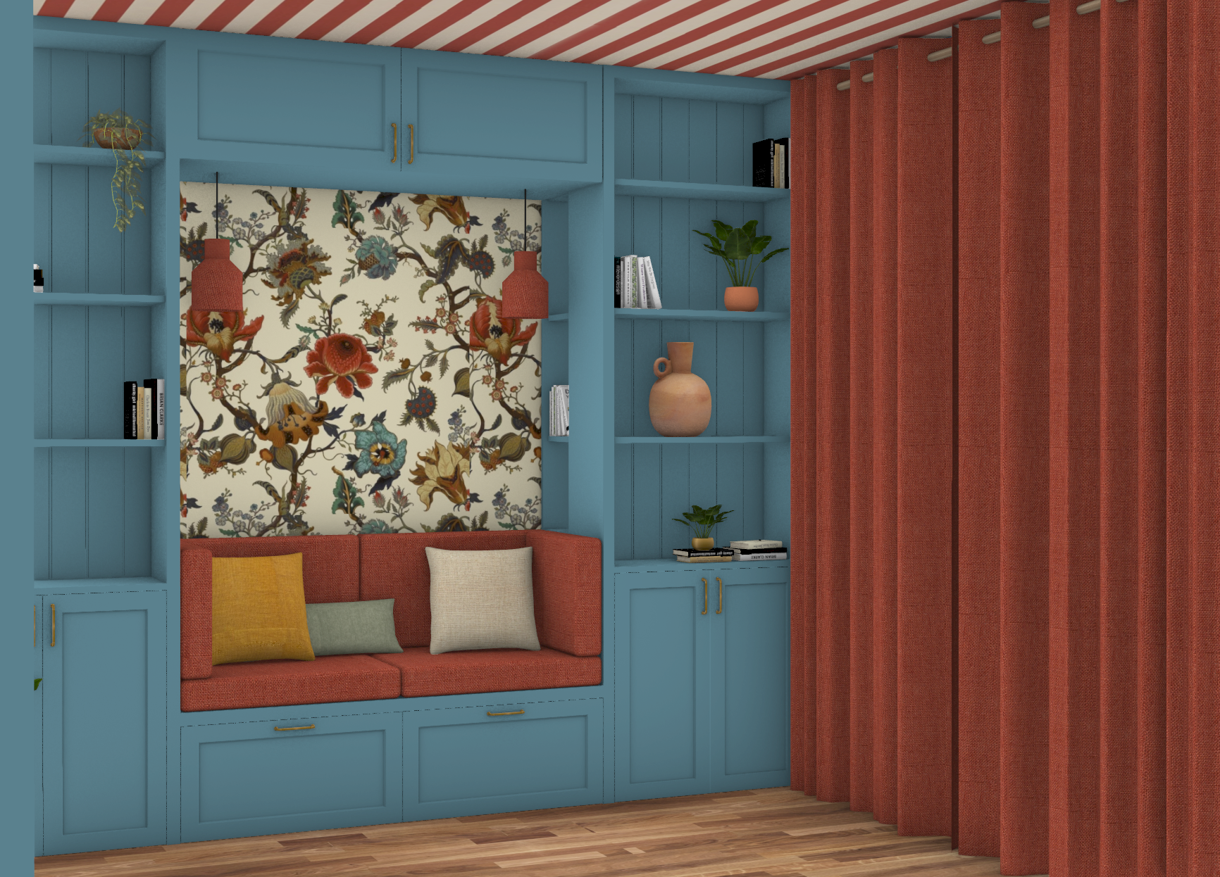 Bibliothèque familiale colorée